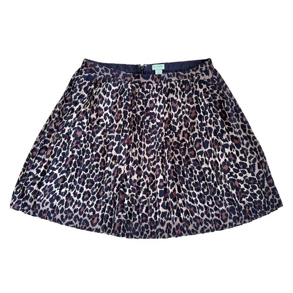 J. Crew Leopard Print Pleated Skirt - Picture 1 of 5